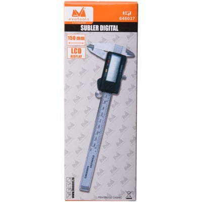 Subler digital Evotools 150 mm lungime, ± 0.03 mm precizie, ecran LCD
