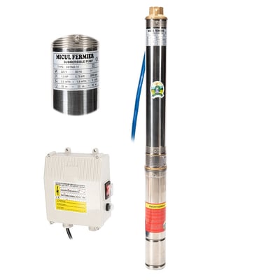 Pompa Submersibila Apa Curata Micul Fermier GF-0710, 75QJD, Corp Inox, 750 W, 60 l/min Debit Maxim, 1" Diametru Conexiune, Ax din Inox, Absorbtie 15 M, Refulare 41 Metri