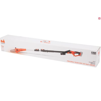 Fierastrau electric cu lant pentru taiat crengi, Evotools ONE EPTO, telescopic, lungime sina 20 cm, cu incarcator si acumulator 18 V, 2 Ah