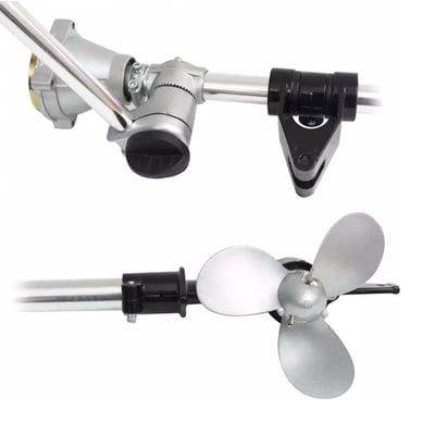 Adaptor pentru barca cu motor motocositoare, cu elice