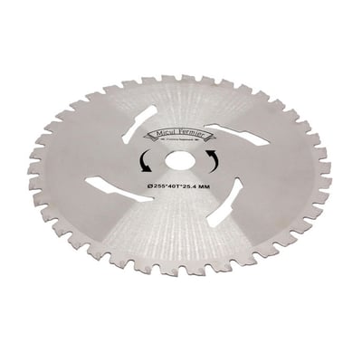 Disc circular motocoasa taiere arbusti cu 40 dinti vidia intariti cu vidia, 255x25.4 mm, Micul Fermier GF-1521