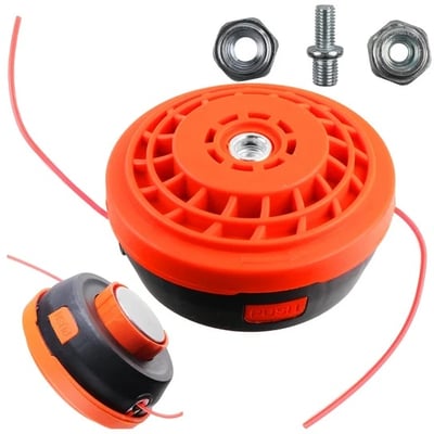 Cap tambur / mosor universal pentru motocoasa cu fir, buton metal cu portocaliu, 3 piese