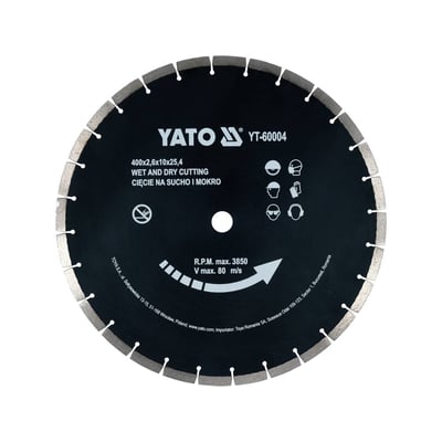 Disc diamantat de taiere segmentat, 400x25.4x3.6 mm, taiere umeda si uscata, Yato YT-60004