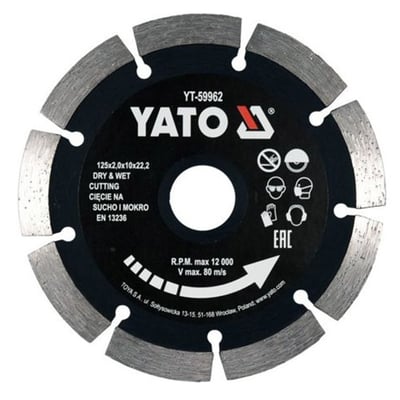 Disc diamantat de taiere segmentat, 125x22.2x2 mm, taiere umeda si uscata, Yato YT-59962