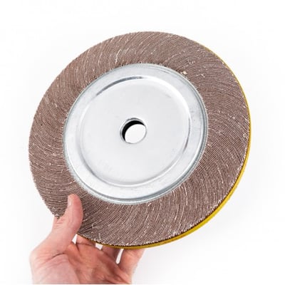Disc perie lamelar smirghel, 150 mm, polizor, suport metalic, diametru ax 25mm