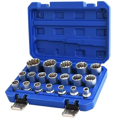 Set 19 chei tubulare spline 1/2 Cr-V, 8-32mm, 12-point