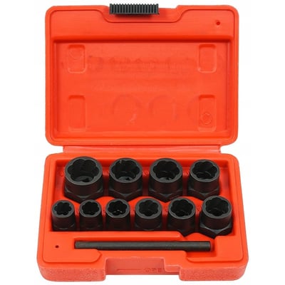 Set Extractoare pentru Suruburi Rupte, Piulite, Prezoane Deteriorate, Uzate, 11 Piese