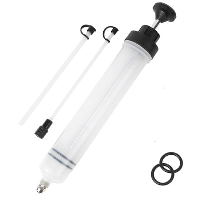Pompa extractor fluid auto, seringa pentru schimb de ulei cu furtun, aspirator manual de combustibil si umplere, 500ml, transparent, pentru ulei si lichide mecanice
