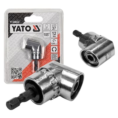 Adaptor unghiular pentru bormasina, cap inclinat, unghi 105 grade, tija hexagonala 1/4, max 1200 rpm, lungime 37 mm