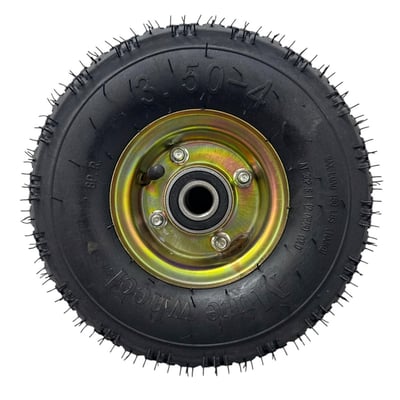 Roata Liza carucior janta metal cu rulment 3.50-4 - 2PR, ax 20mm, janta aurie