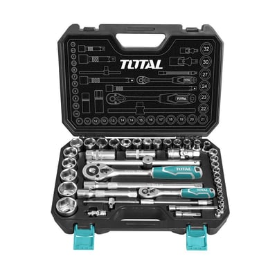 Trusa de chei tubulare 1/2+1/4 cu antrenor 44 piese, TOTAL Industrial