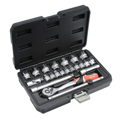 Trusa chei tubulare, Yato YT-38561, 6-22 mm, patrat 3/8 inch, 22 bucati