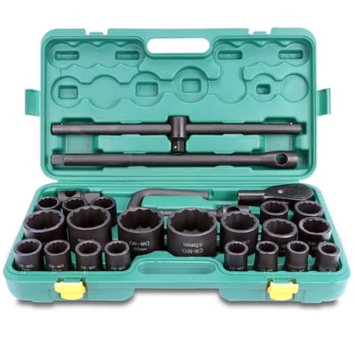 Trusa chei tubulare bihexagonale forta, 26 piese 21-65mm, 3/4 si 1 tol