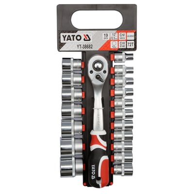 Set 19 chei tubulare bihexagonale cu clichet 1/2" , 8-24mm, CrV, Yato YT-38682