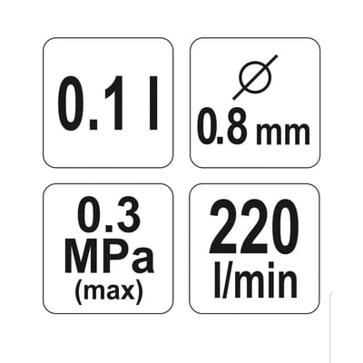 Pistol de vopsit cu cana sus, Yato YT-2357, 100 ml, duza 0.8 mm, HVLP