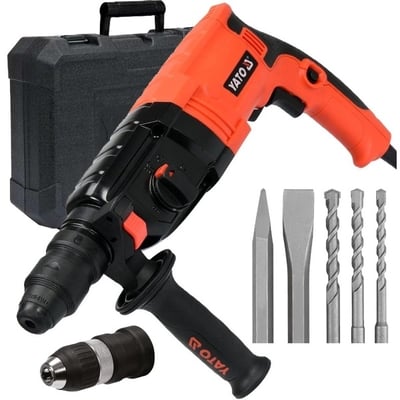 Ciocan rotopercutor Yato YT-82122, 850 W, 3.3 J, SDS-Plus, mandrina interschimbabila, valiza plastic, accesorii