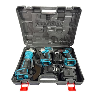 Set 3 piese scule electrice 88V cu 2 acumulatori 5Ah, DOTVIX, Bormasina cu Impact + Flex unghiular + Autofiletanta cu Percutie