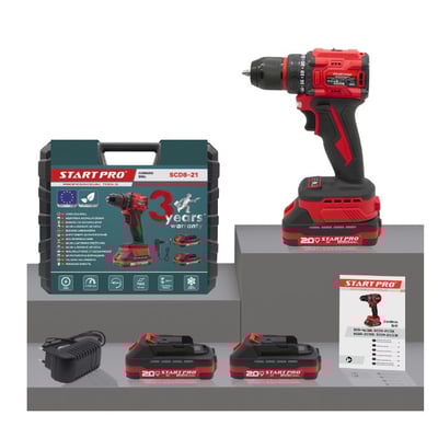 Masina de gaurit / insurubat, StartPro SCD8-21, cu 2 acumulatori, 20 V, 2.0 Ah, Li-Ion, valiza transport