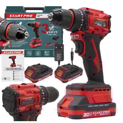 Masina de gaurit / insurubat, StartPro SCD8-21, cu 2 acumulatori, 20 V, 2.0 Ah, Li-Ion, valiza transport