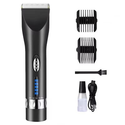 Masina de tuns profesionala, cu acumulator, pentru caini, pisici, lama din otel inoxidabil, indicator led baterie, 1200mah, putere 10w, negru