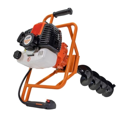 Motoburghiu pamant, Motoforeza Ruris TT10, pe benzina, 2 timpi, 1.7 CP, 2 burghie incluse cu diametrul 100/150 mm