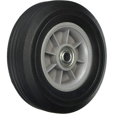 Roata Carut cu Cauciuc Masiv, Diametru 200mm, Grosime 55mm, Ax 16mm