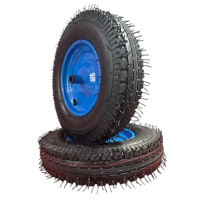 Roata roaba cu camera 4.00-8, ax subtire 16 mm, janta metalica albastra