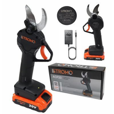 Foarfeca electrica de gradina, pentru taiat crengi pomi, Stromo ACP20, cu 1 acumulator Li-ion, 20 V, 2000 mAh