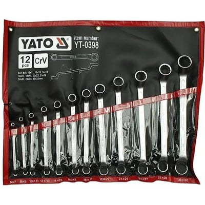 Chei inelare cu cot Yato YT-0396, 6-32 mm, set 12 bucati, satinate, 6-32 mm, CrV