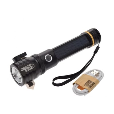 Lanterna tactica LED, profesionala,,panou solar, acumulator inclus, rezistenta la apa, incarcare USB, Negru AA2551