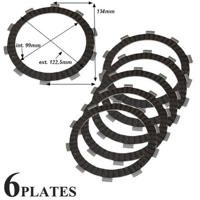 Set 6 discuri ambreiaj / Atv, 10 ghidaje, exterior 134 mm