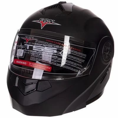 Casca flip up FGN cu ochelari de soare, negru mat