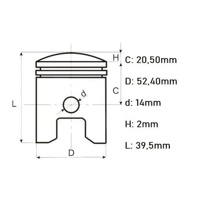 Kit piston ATV / Cross 4T 125cc, 52.4mm, bolt 14mm