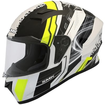 Casca moto full face SMK Stellar Swank, culoare negru/alb/garben