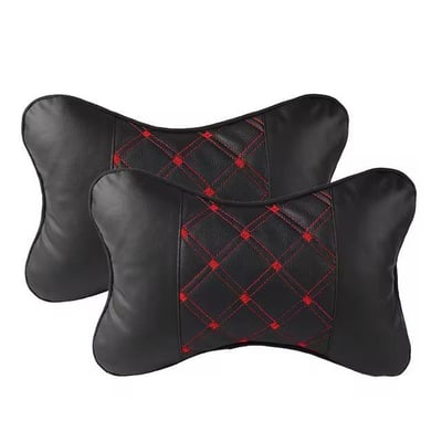 Set 2 pernute tetiere auto, piele ecologica, negru/rosu