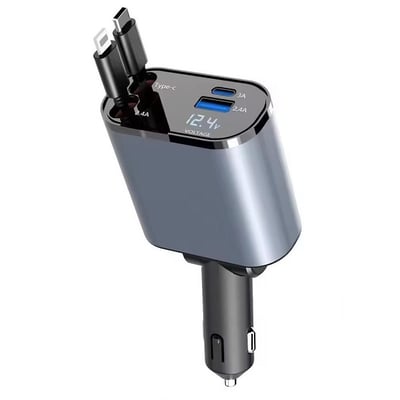 Incarcator auto 120W, 12v, cablu alimentare type-c / iphone4in1, PD 3.0, Fast charge, afisaj voltaj