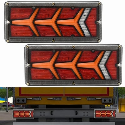 Set 2 lampi spate camion/remorca cu led, 12-24V, 5 functii, semnalizare dinamica, 330x140mm