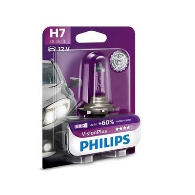 Bec auto cu halogen pentru far Philips H7 Vision Plus, +60%, 12V, 55W