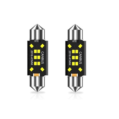 Set 2 becuri led auto, pentru numar inmatriculare, portbagaj, plafoniera, c5w, 12V, 41mm, 10 led canbus, alb