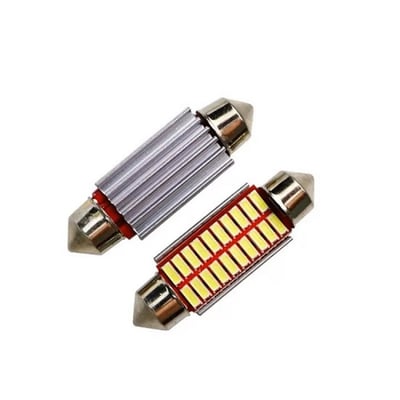 Set 2 becuri led auto, pentru numar inmatriculare, portbagaj, plafoniera, c5w, 12V, 39mm, 20 led canbus, alb