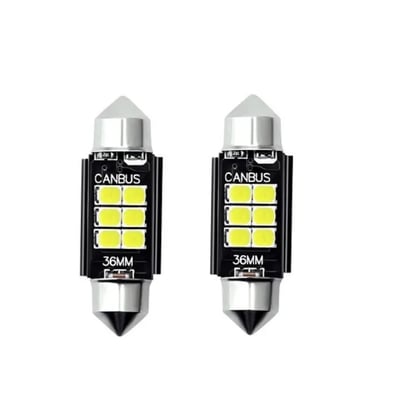Set 2X Becuri Led Auto, Pentru Numar Inmatriculare, Portbagaj, Plafoniera, C5W, 12V, 36mm, 6 Led Canbus, Alb