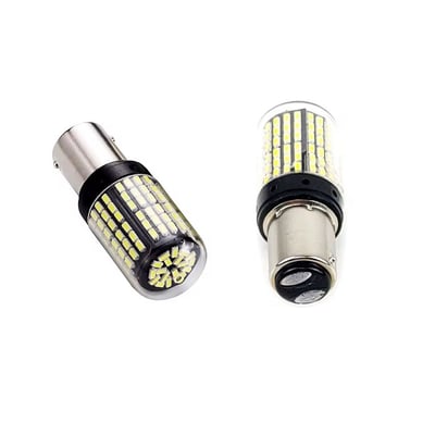 Set 2 becuri Led, BAY15D / 1157G, cu 2 faze P21/5w marsarier si pozitie, 144 SMD 3014, culoare alb, tensiune, 12v