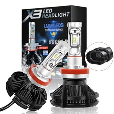 Set 2 becuri auto, LED H11, putere 50W, zes chip, temperatura 6000K, 6000lm, 12V, IP67, lumina alba