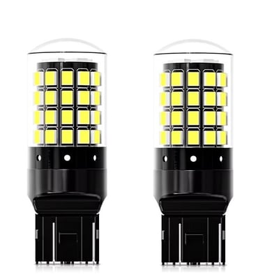Set 2 becuri auto, led t20, 130w, 12000lm, 6000k, 12v, 54 smd, 2 faze, alb 