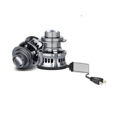 Set 2 Becuri Auto H7, laser led, cu ventilator si lupa, 48w, 5200lm, IP68, 6000k, 12v, canbus