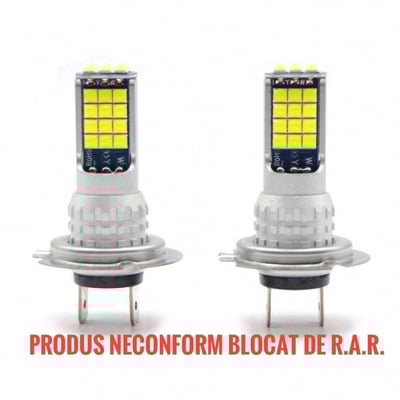 Set 2 Becuri Auto H7, 30 LED/bec, 70W/set, Lumini de Ceata