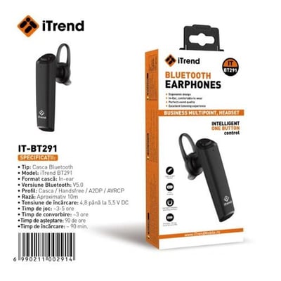 Casca bluetooth versiunea 5, gama business, iTrend BT291, neagra