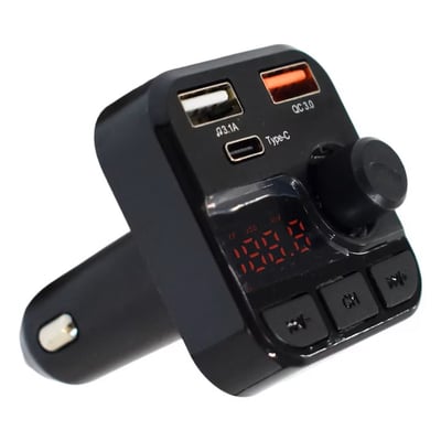 Modulator Auto FM Bluetooth 5.0, 12-24 V, USB 1.0, MP3 Player, Type C 18W, USB 3.0 A, Negru