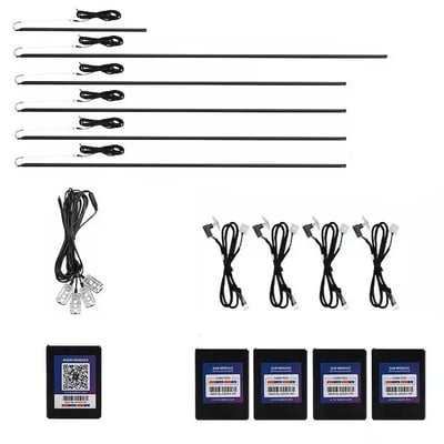 Kit Lumini Ambientale LED interior RGB 18 in 1 pentru Fata usa, Bord, Manere, Podea, Control din aplicatie Bluetooth, Statice, Banda Neon