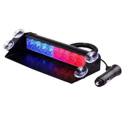 Lampa led stroboscopica cu ventuza, lumina rosu-albastru, 8 leduri, 26.5 x 11 cm, 8W, 12V